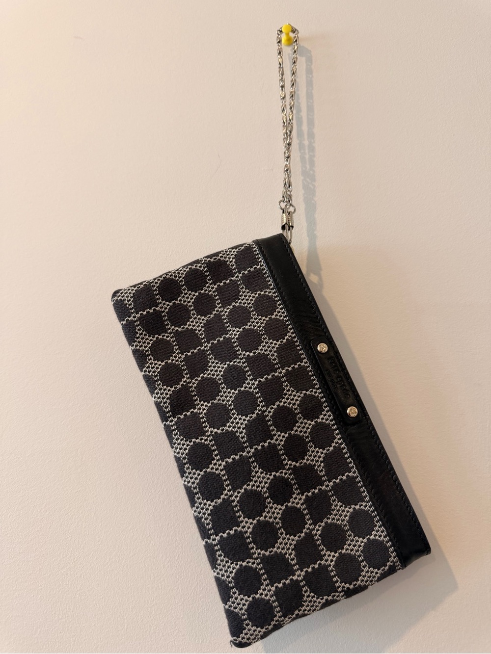 kate spade Black and Cream Patterned Wristlet Clutch